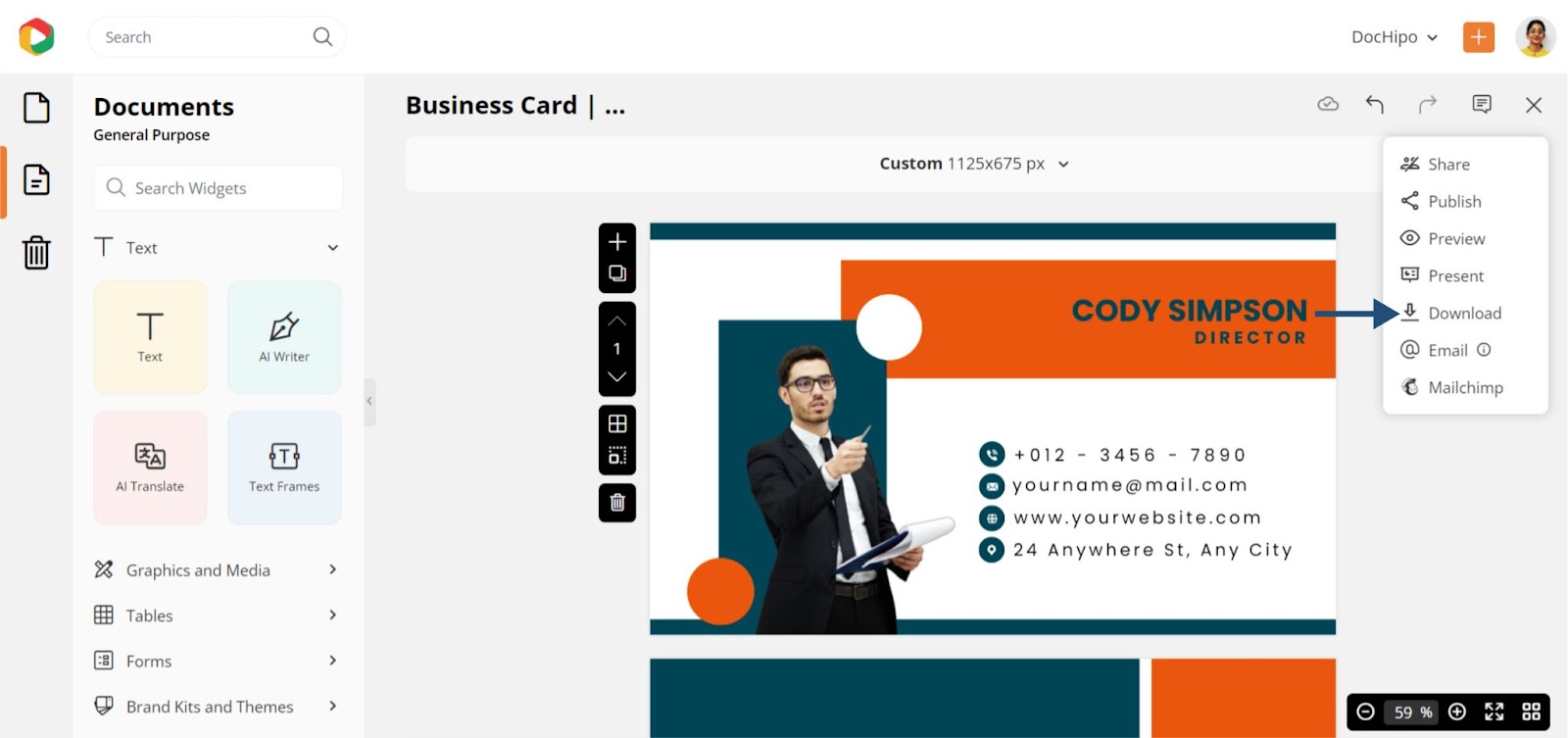 download your unique business card design