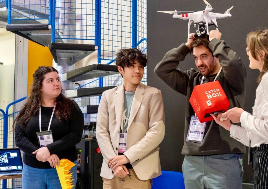 In Switzerland, at the European Organization for Nuclear Research, a 14-day intensive training program was conducted to explore the potential use of drones for surveying and rescue operations during the Australian forest fires. The image depicts Hao-Wei Du.