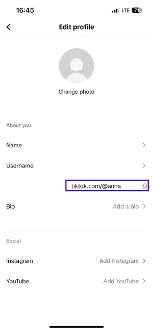 TikTok profile link
