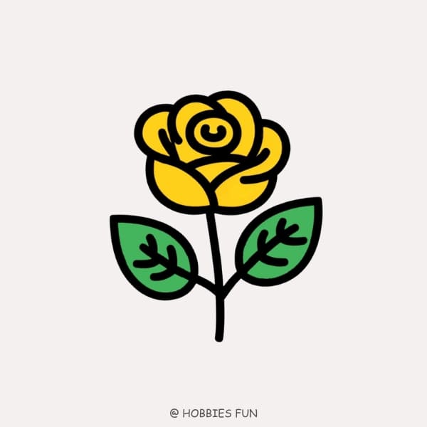 Easy Yellow Rose Drawing