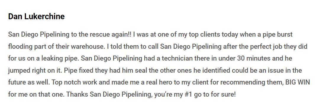 commercial pipelining customer review