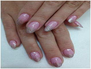 Pink and silver Glitter nail design