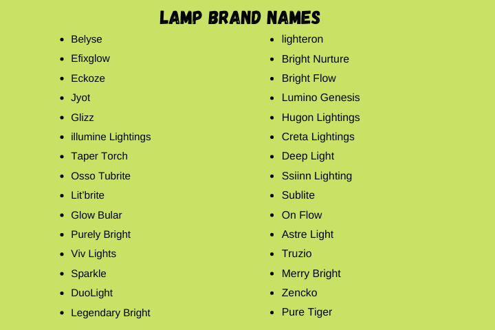 Lamp Brand Names