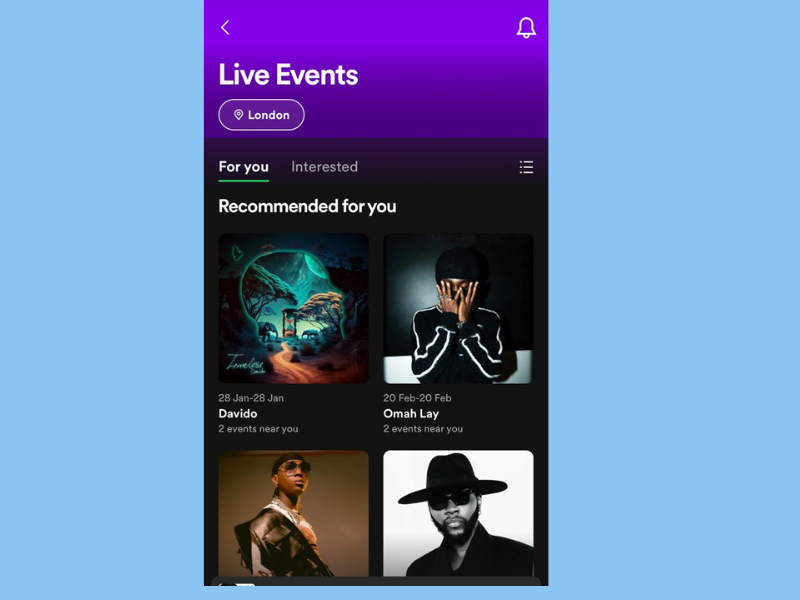 artiste on spotify live events