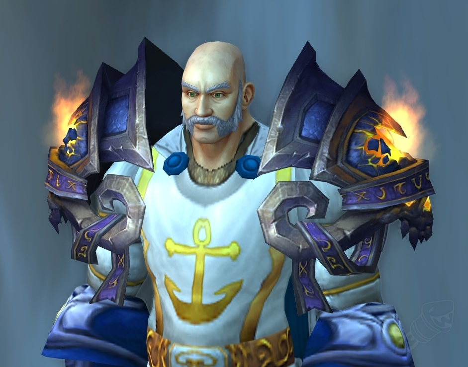 A screenshot of of a WoW character with oversized pauldrons