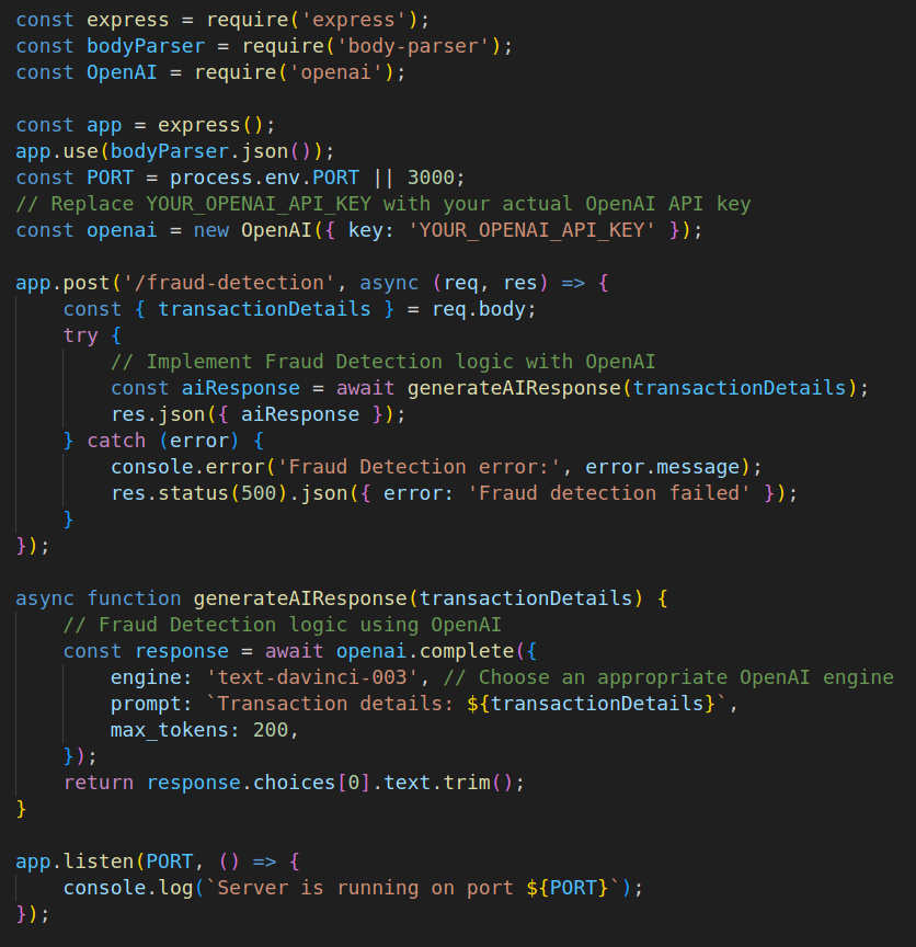 Create an Express Server for Fraud Detection