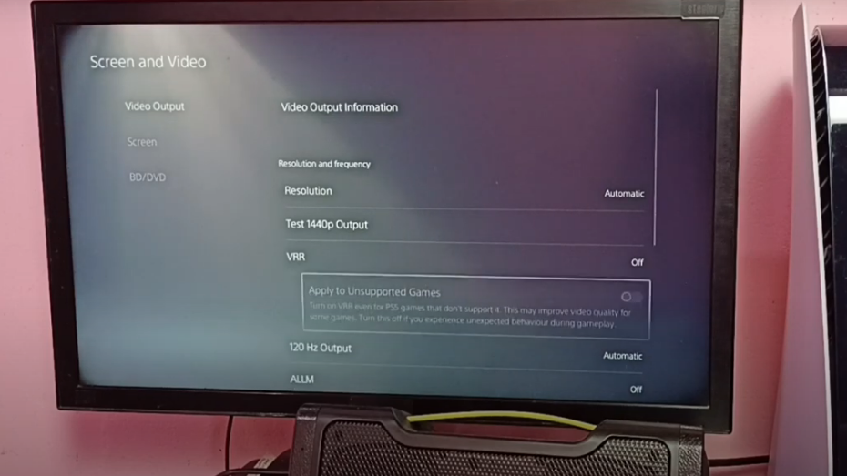 Disabling VRR settings for unsupported games