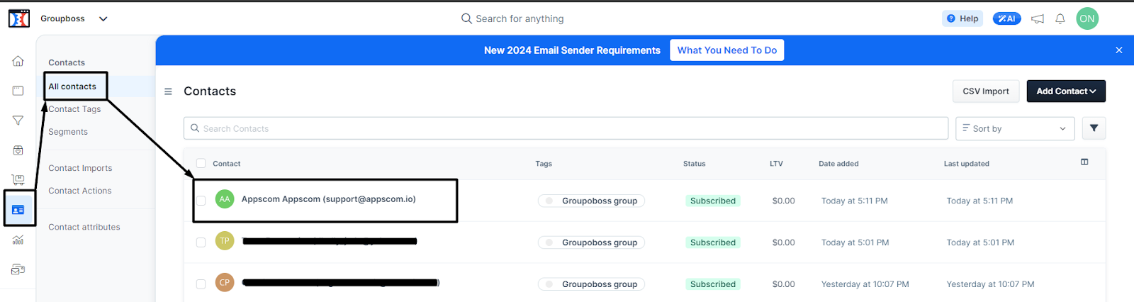 Emails inside Clickfunnels collected using Groupboss from Facebook group.