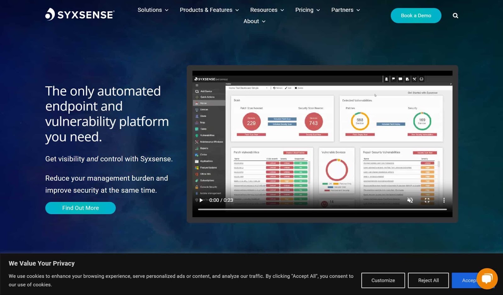 Screenshot of Syxsense website