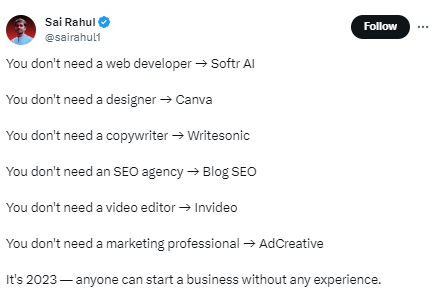 Tweet about AI SEO tools