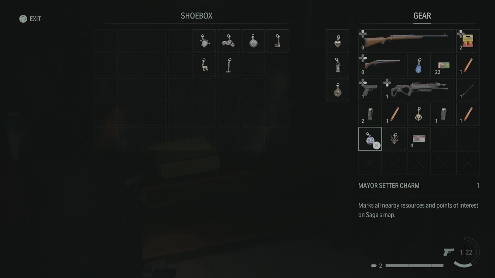 An in game screenshot of Saga's inventory in Alan Wake 2. 