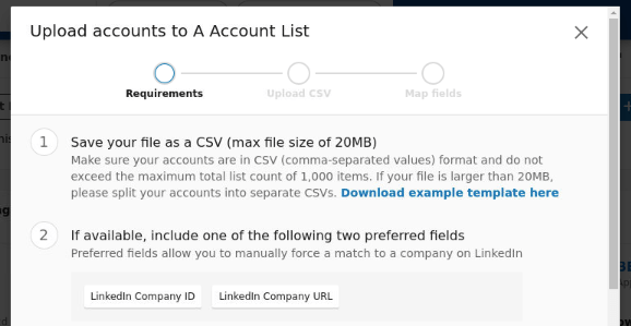 CSV file requirements