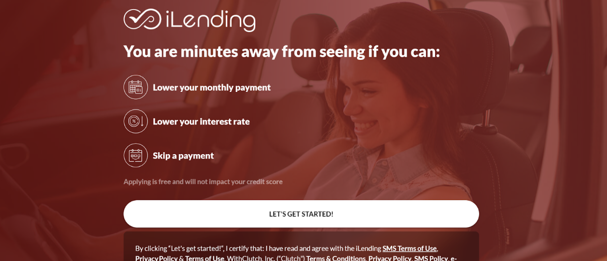 A screenshot of iLending's "Let's Get Started" page