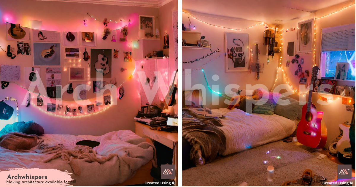 Colourful Neon Signs & Tubes on a Bedroom Wall