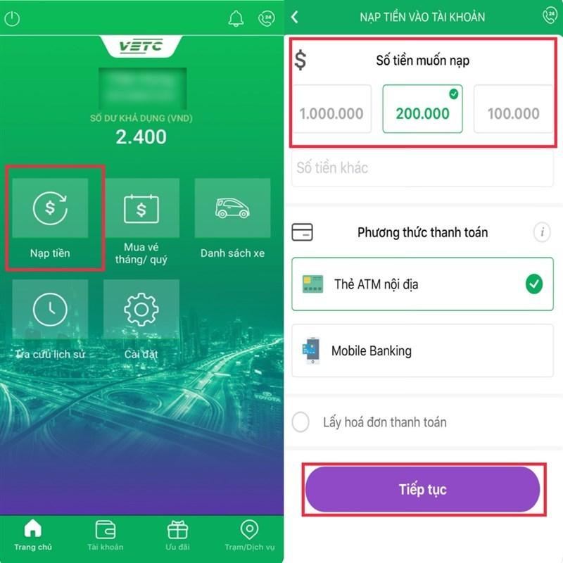 Cách nạp tiền VETC qua ứng dụng VETC Customer