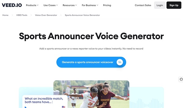 VEED.IO Sports Announcer Voice Generator