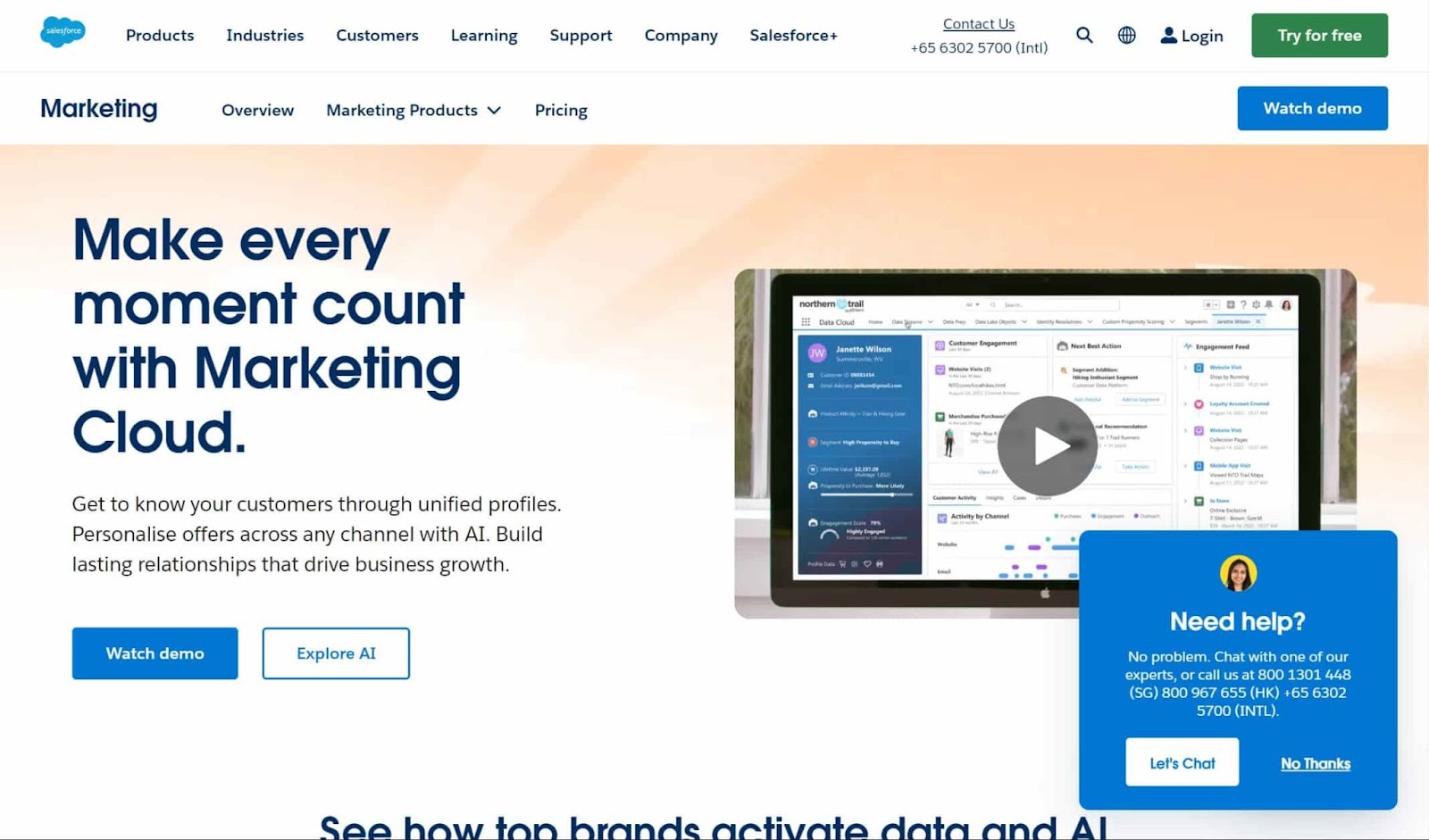 Screenshot of Salesforce Marketing Cloud website