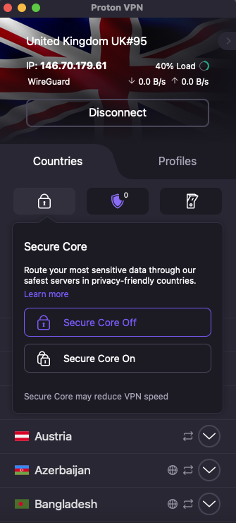 Proton VPN MacOS Secure Core, kill switch