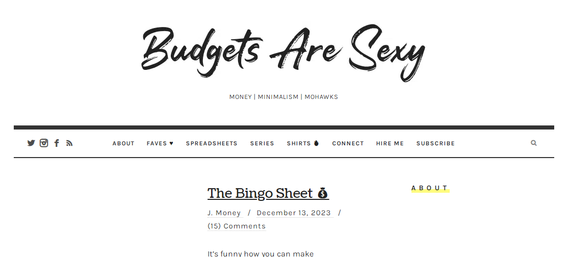 Front Page of The Blog Budgets are Sexy 