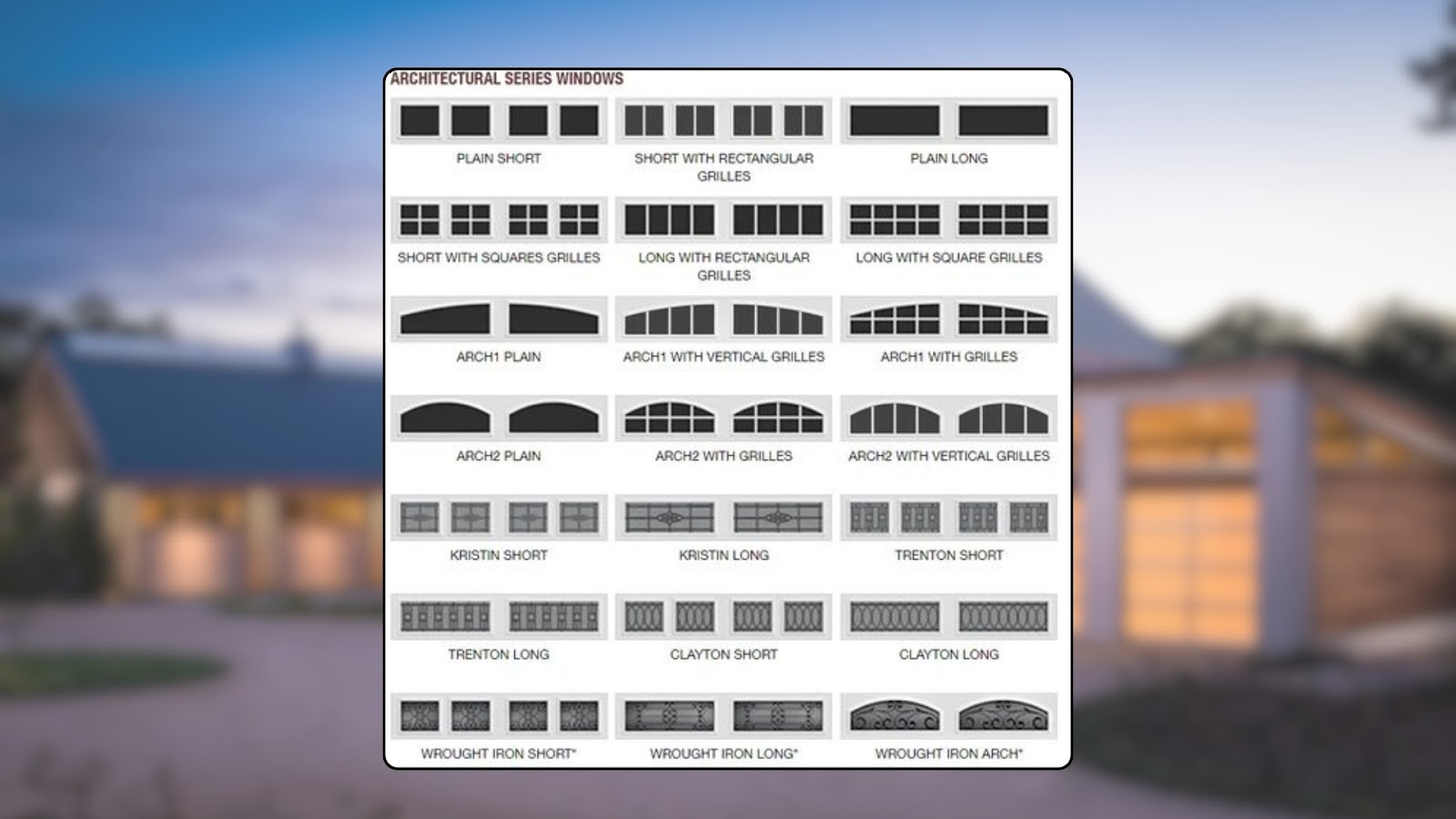 Different designs for garage door window installation