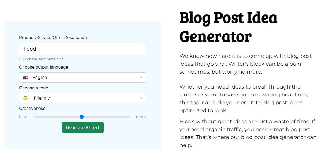 Content Gorilla's blog post idea generator for trending blogs