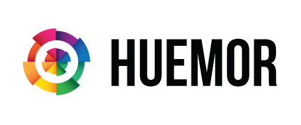 huemor logo - colorful round with rainbow colors