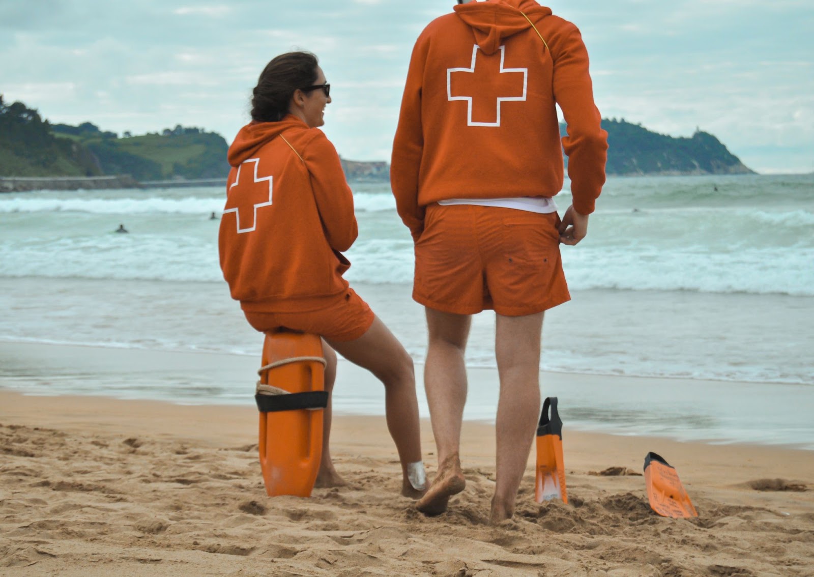 lifeguards on windy beach