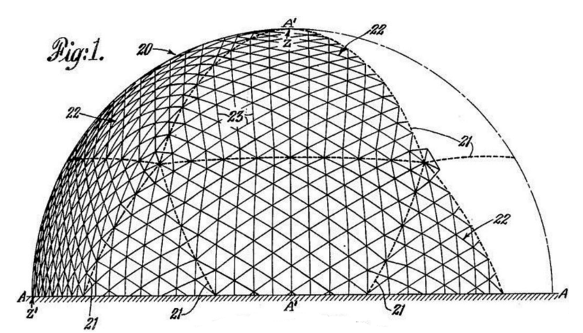 ジオデシック・ドームに関する特許図面　米国特許第2,682,235号
