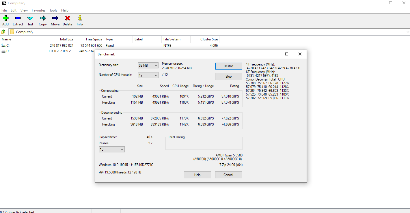 7Zip Benchmarking