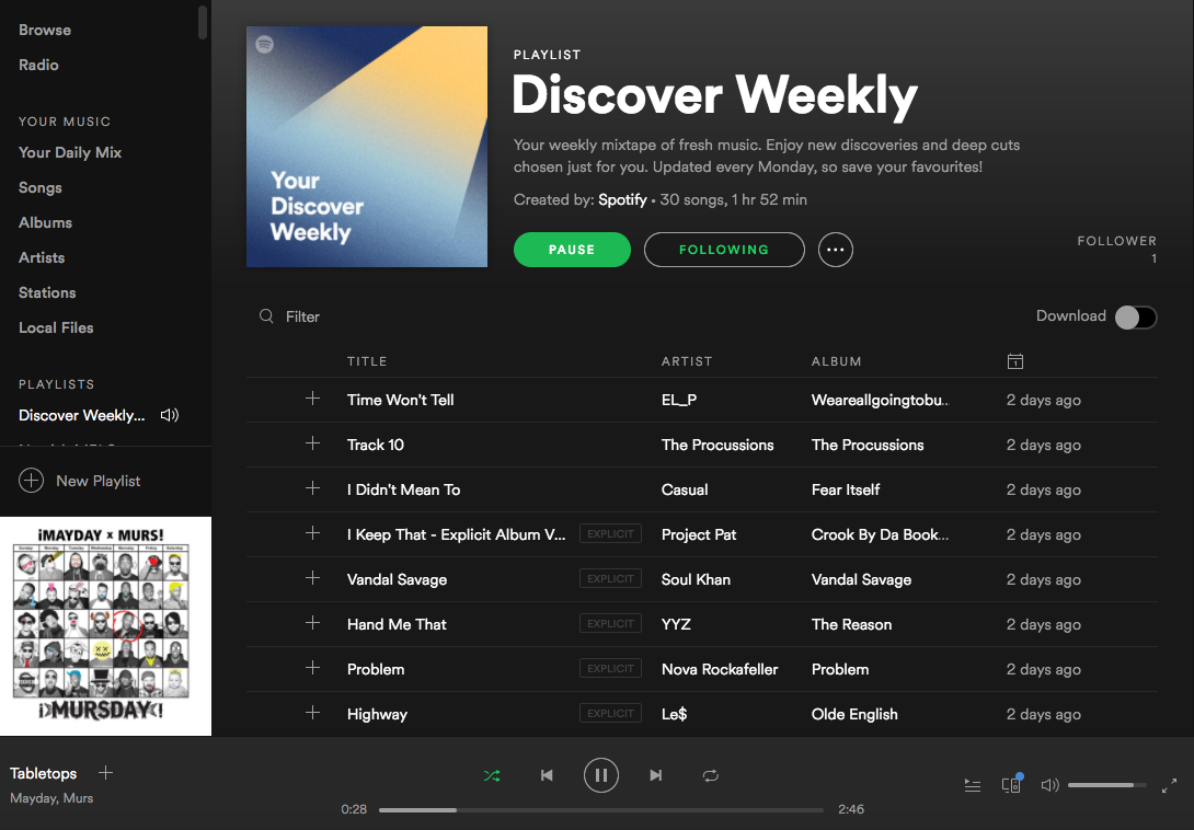personalized marketing examples, Inside Spotify app