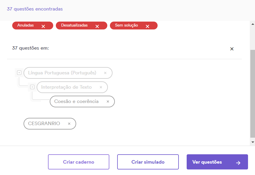 Como criar filtros para MATÉRIA para o CNU