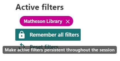 active filters in Search with persistent option highlighted