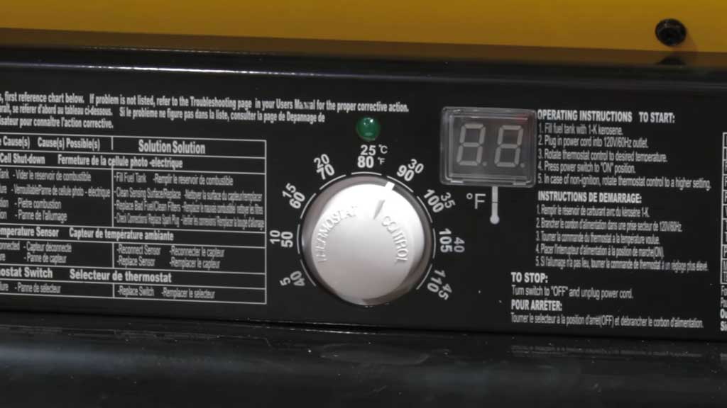thermostat setting of torpedo heater