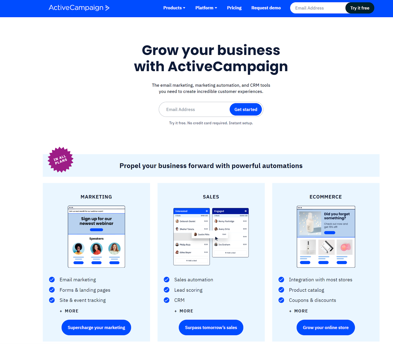 ActiveCampaign homepage