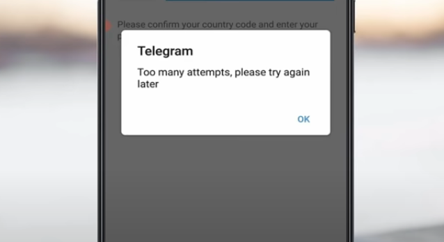 What does the too many attempts error mean on Telegram?