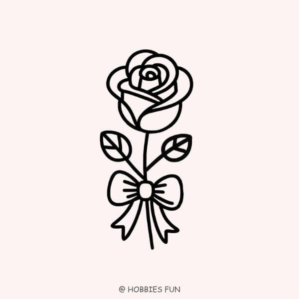 easy cute rose drawing, Rose with Bow