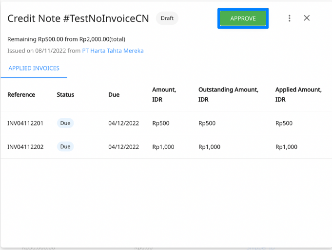 Approve and e-sign credit notes