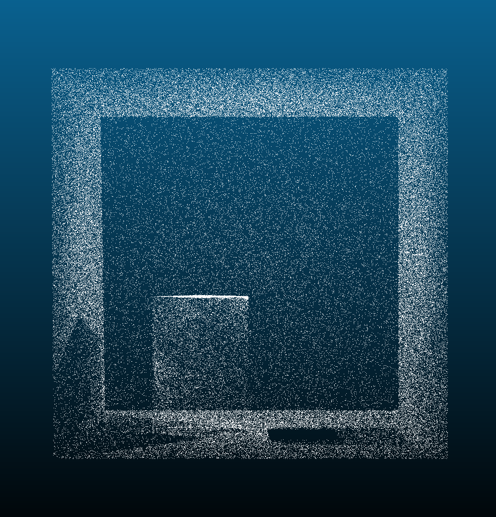 100,000 photons and k=10,000 point cloud of photon map with caustics and BRDF