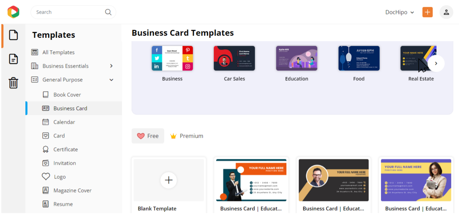 Choose Various Business Card Templates