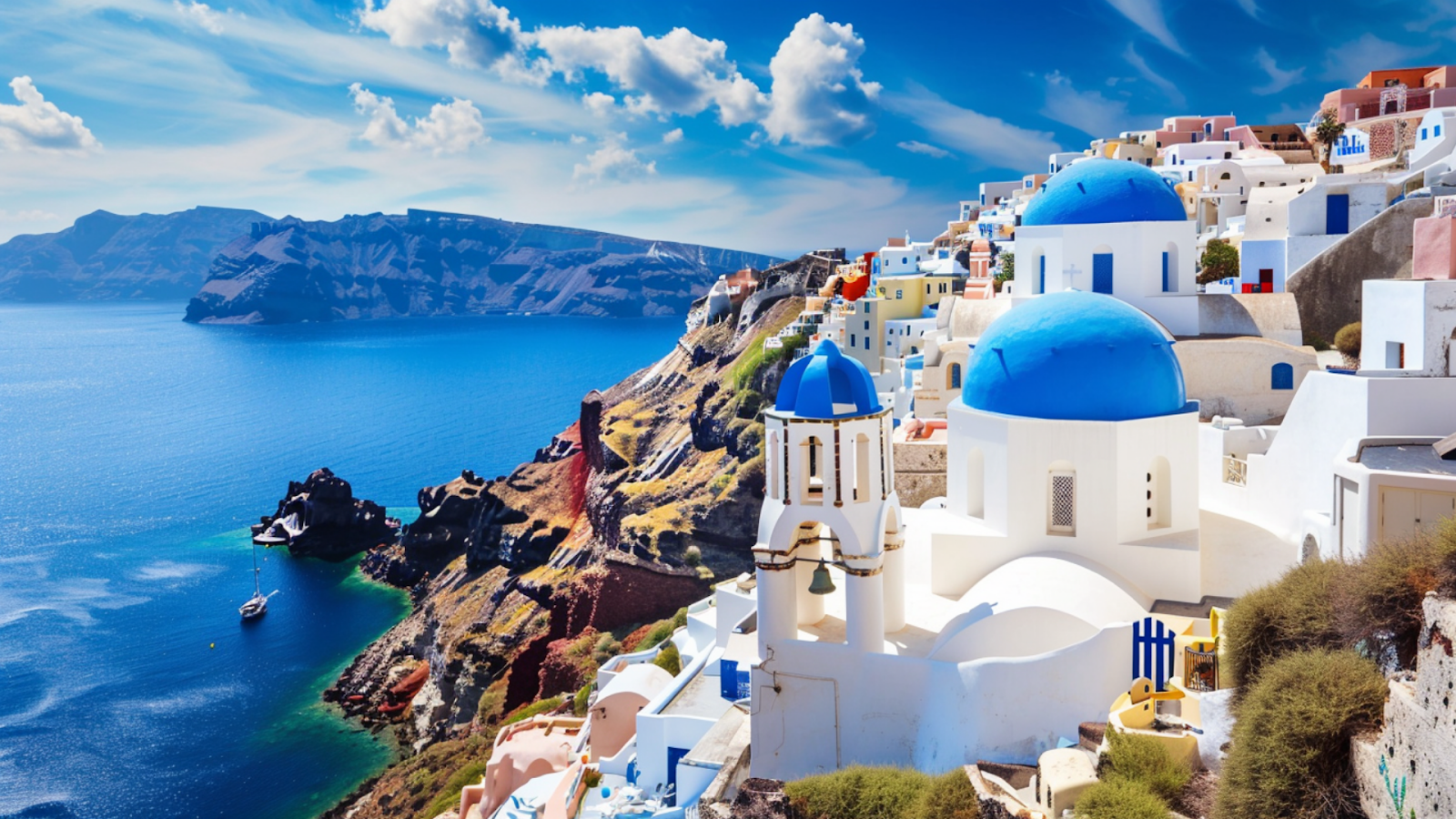 The view of the Aegean Sea from Santorini’s unique clifftop villages