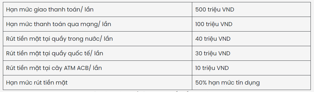 Thẻ tín dụng ACB visa platinum