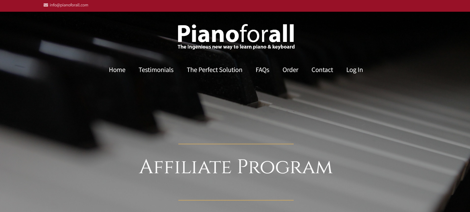 Pianoforall  affiliate program website home page