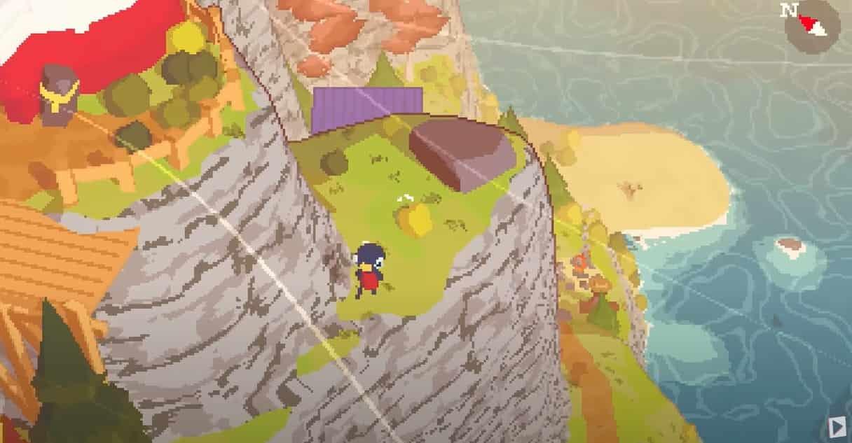A cartoon character on a cliff

Description automatically generated