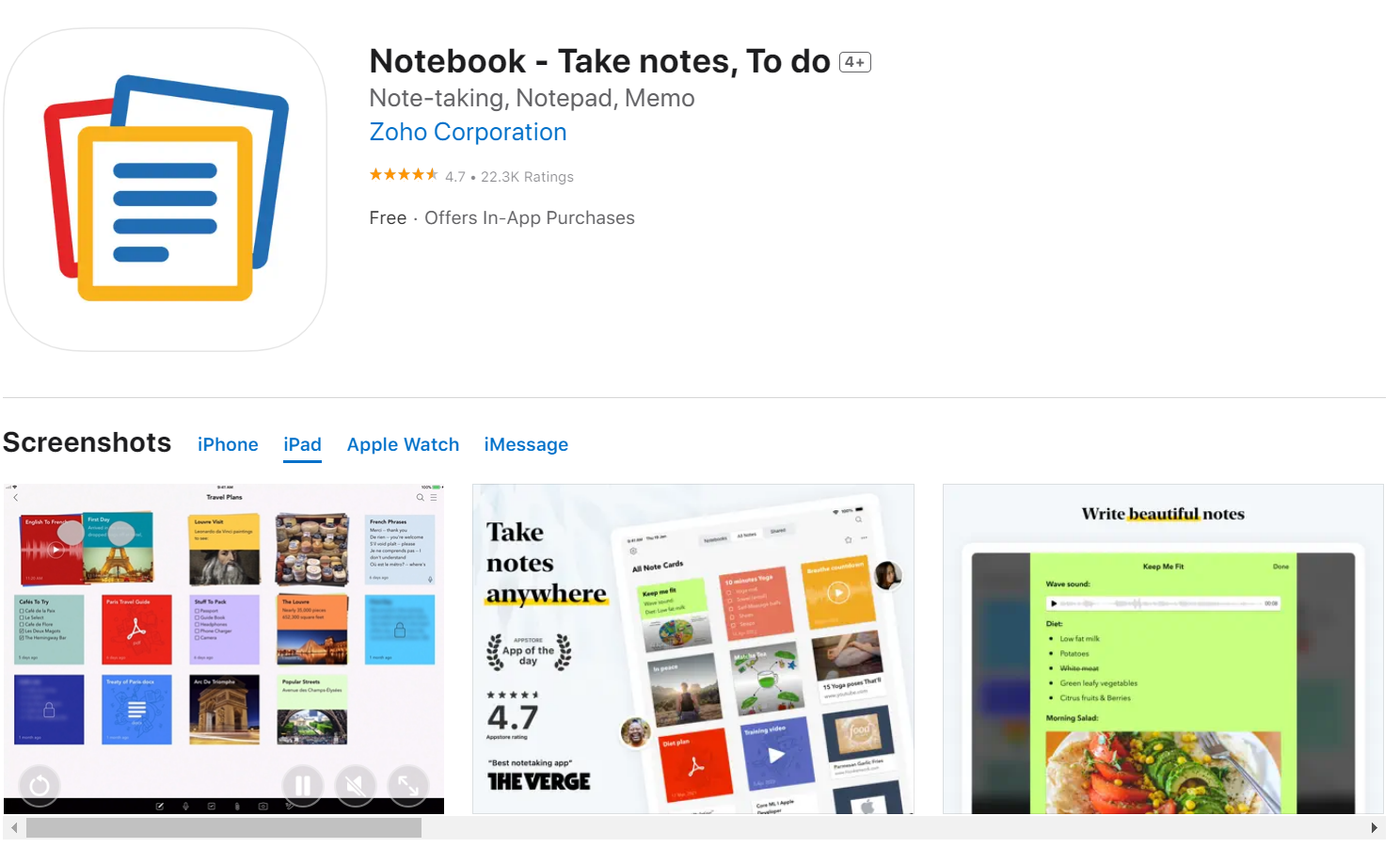 Zoho Notebook best note-taking apps for iPad