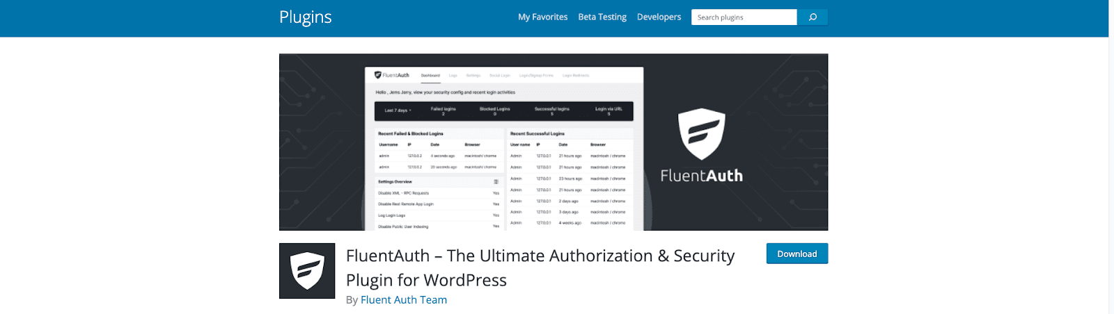 wordpress two factor authentication - install & activate FluentAuth