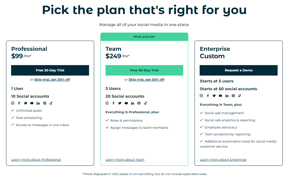 Hootsuite Pricing Plans