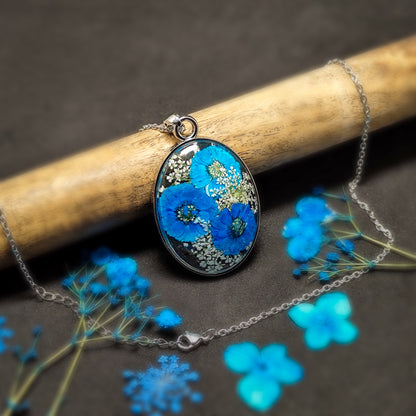 Perky Diva - Fairy's Blue Meadow Necklace | Real Dried Flower Jewellery