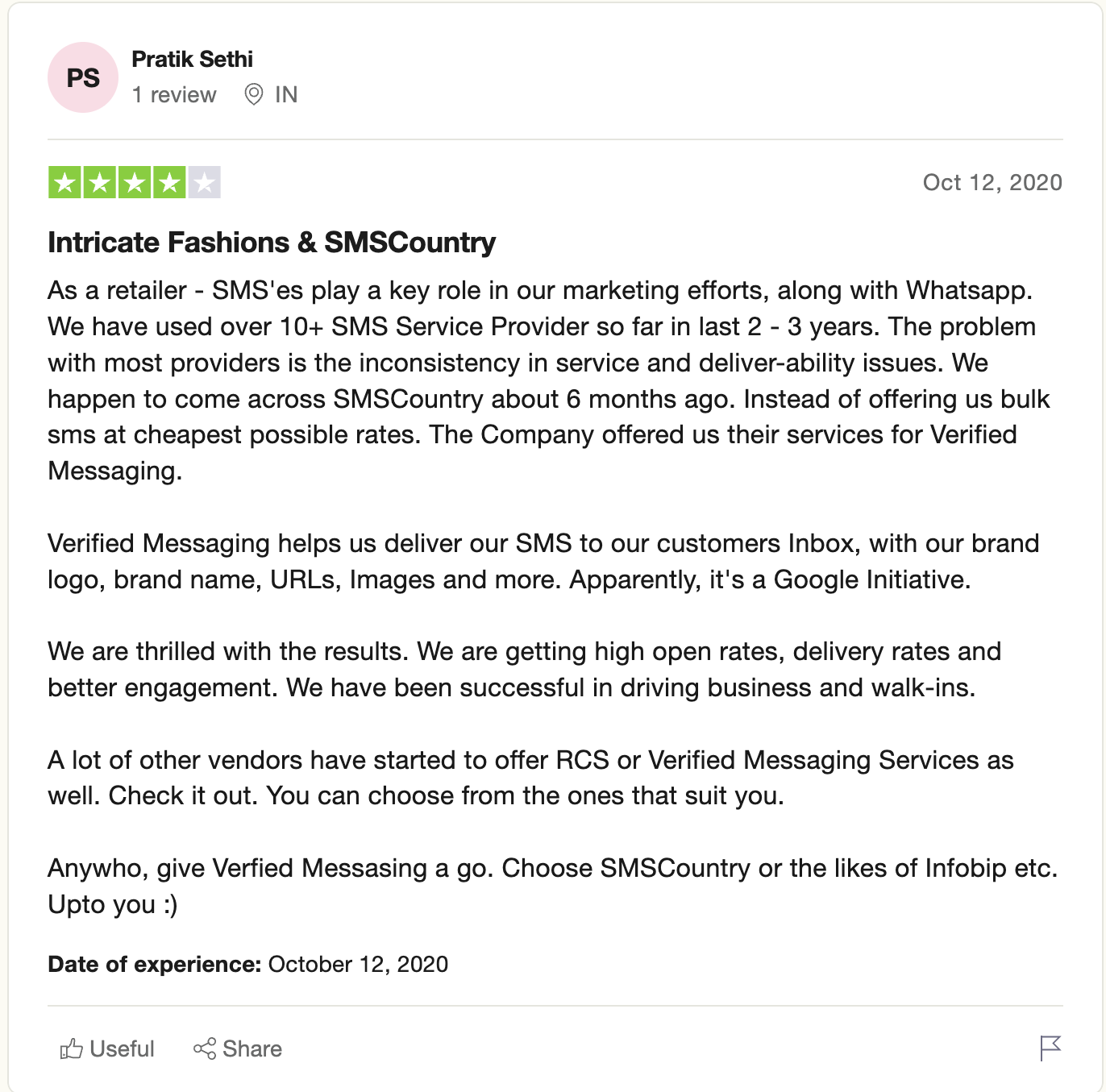 SMSCountry customer testimonials