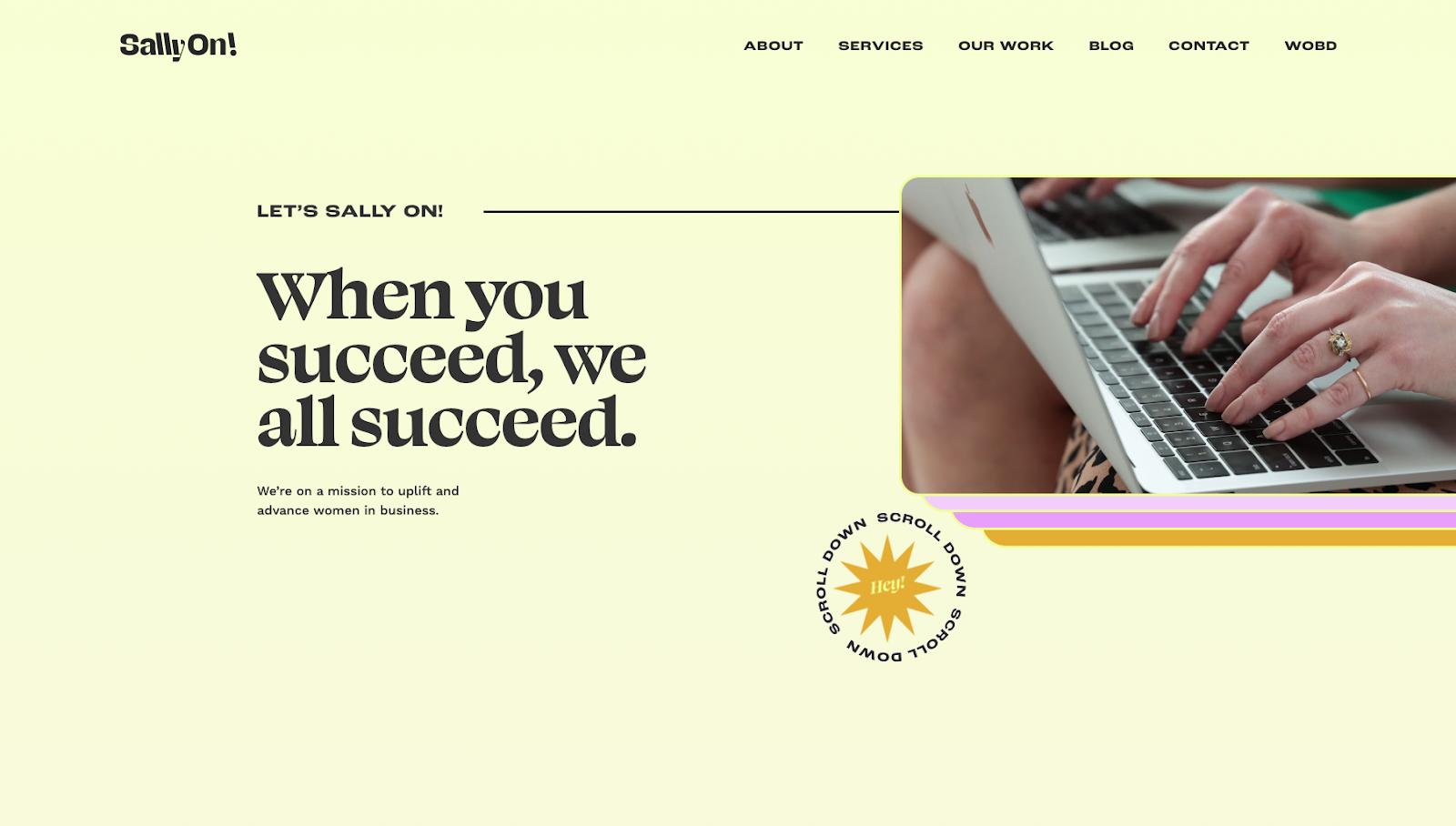 business website design example from sally on