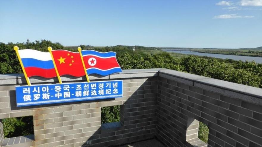The Trilateral Frontier Memorial at the Observation Deck in the Fangchuan National Scenic Area Date  15 September 2019
